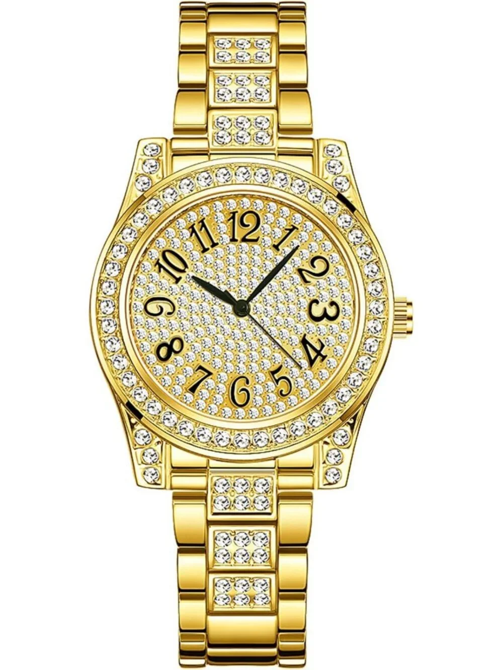 Women's Gold Luxury Diamond Ladies Stainless Steel Bracelet Waterproof Watch